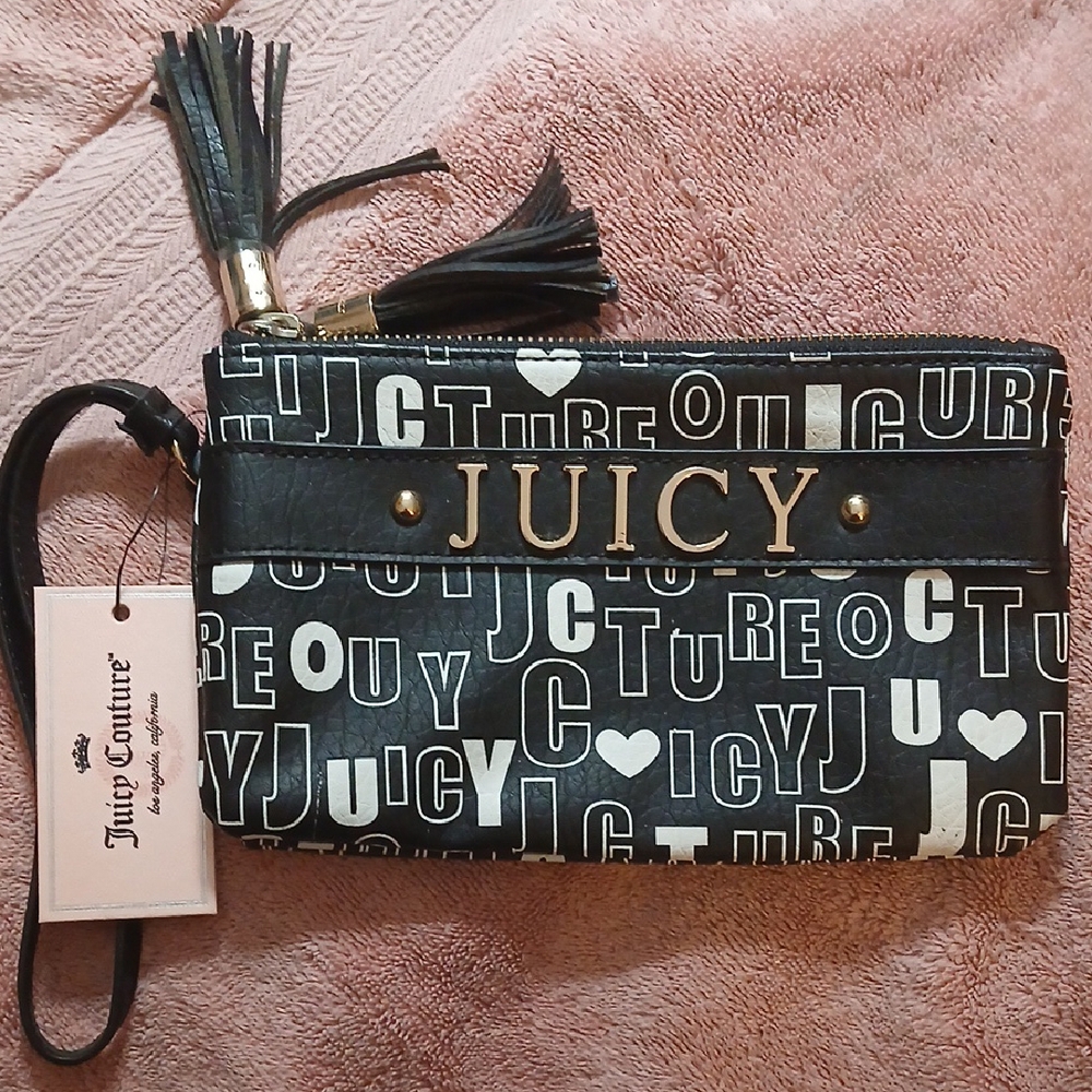 Juicy Couture Black and Gold Wristlet